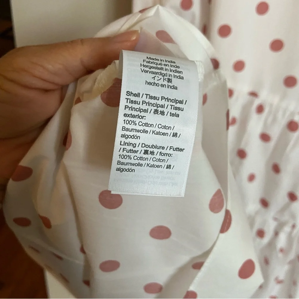 Polly & Esther White Wrap Midi Dress with Pink Polka Dots